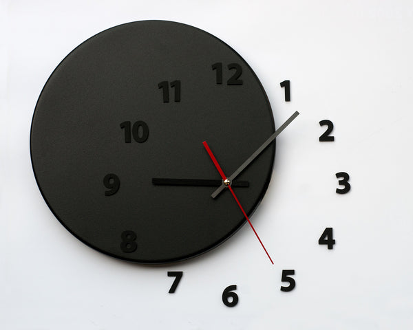 wall clock OUT OF TIME black_black - light4dark