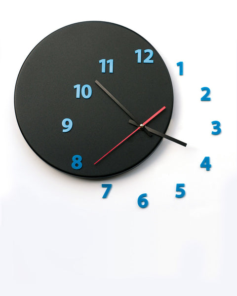 wall clock OUT OF TIME black_blue - light4dark