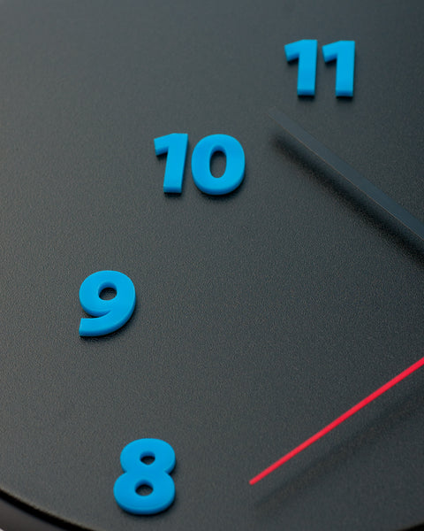 wall clock OUT OF TIME black_blue - light4dark