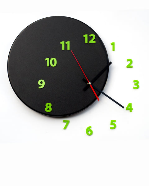 wall clock OUT OF TIME black_green - light4dark
