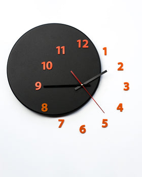 wall clock OUT OF TIME black_orange - light4dark