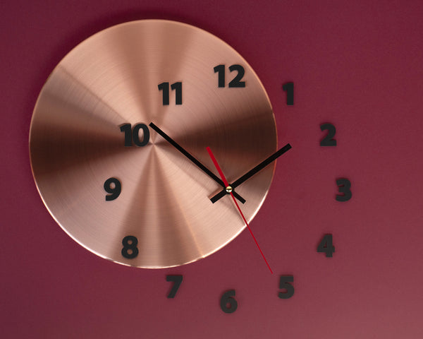 wall clock OUT OF TIME copper - light4dark